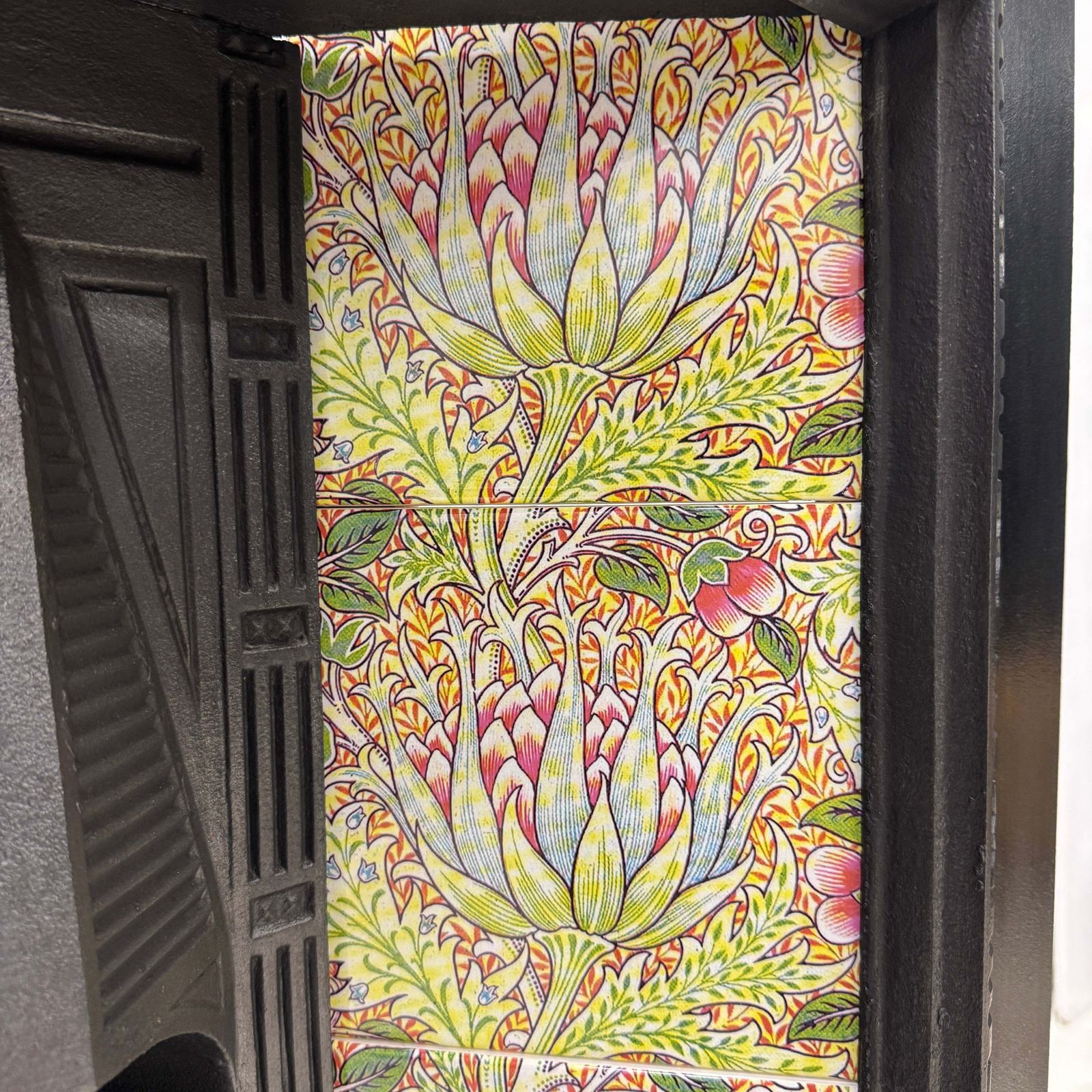 Antique Victorian Cast Iron Floral Tiled Fireplace Insert photo Home Fixtures