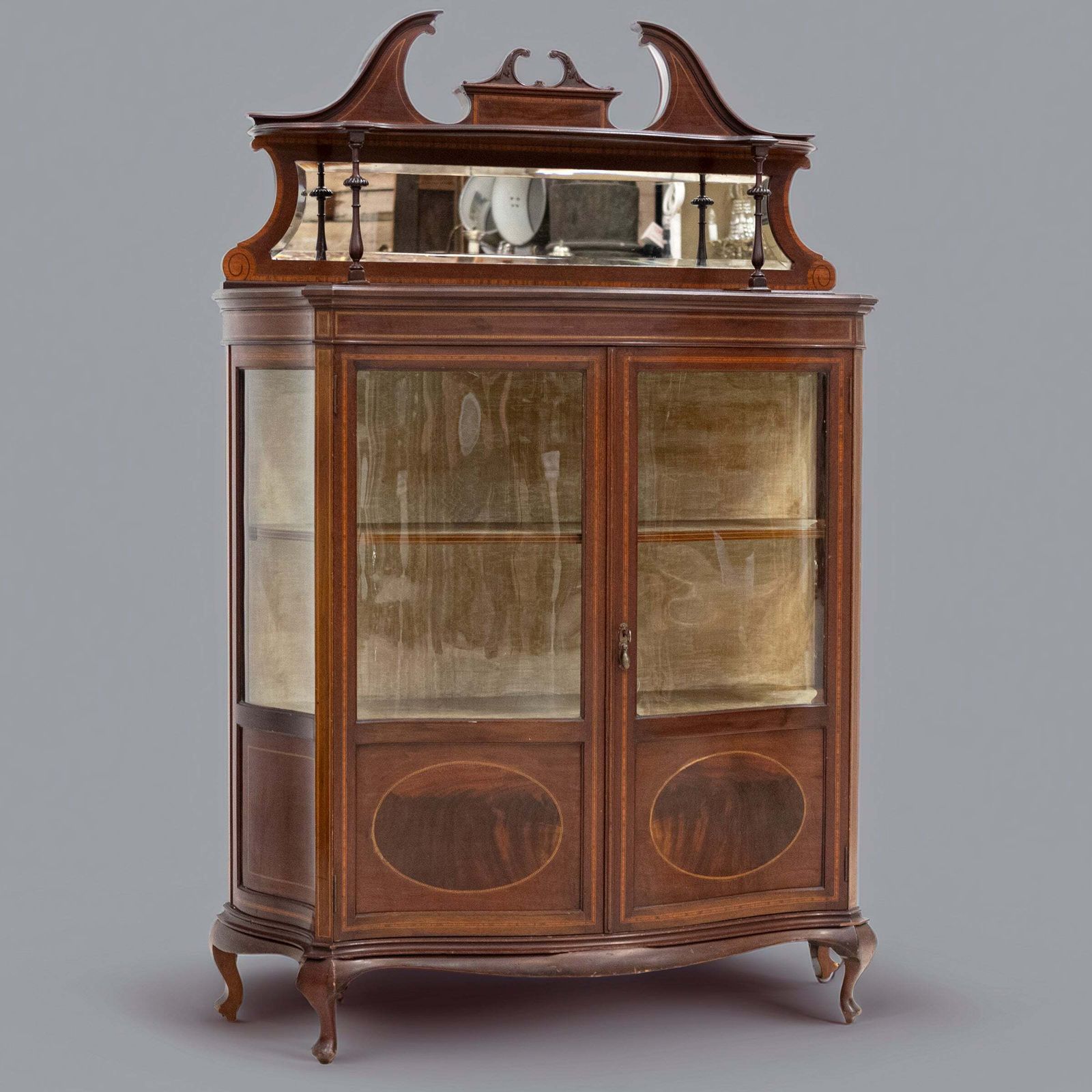 Antique Edwardian Inlaid Mahogany Display Cabinet