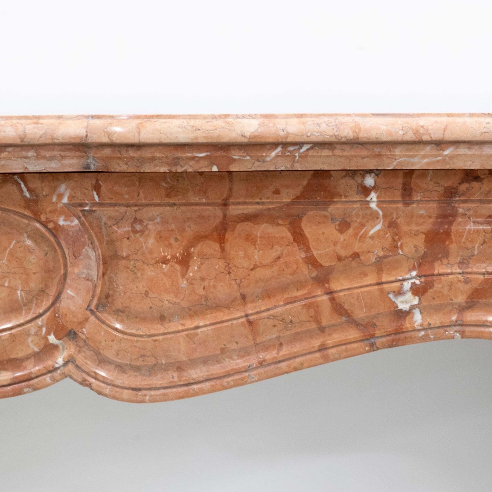 Antique French Style Louis Pompadour Rouge Marble Fireplace photo vintage