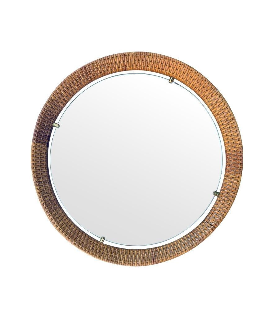 A Circular 1950s Italian Woven Rattan Mirror By Cantu, Roma With Brass Detail photo buy