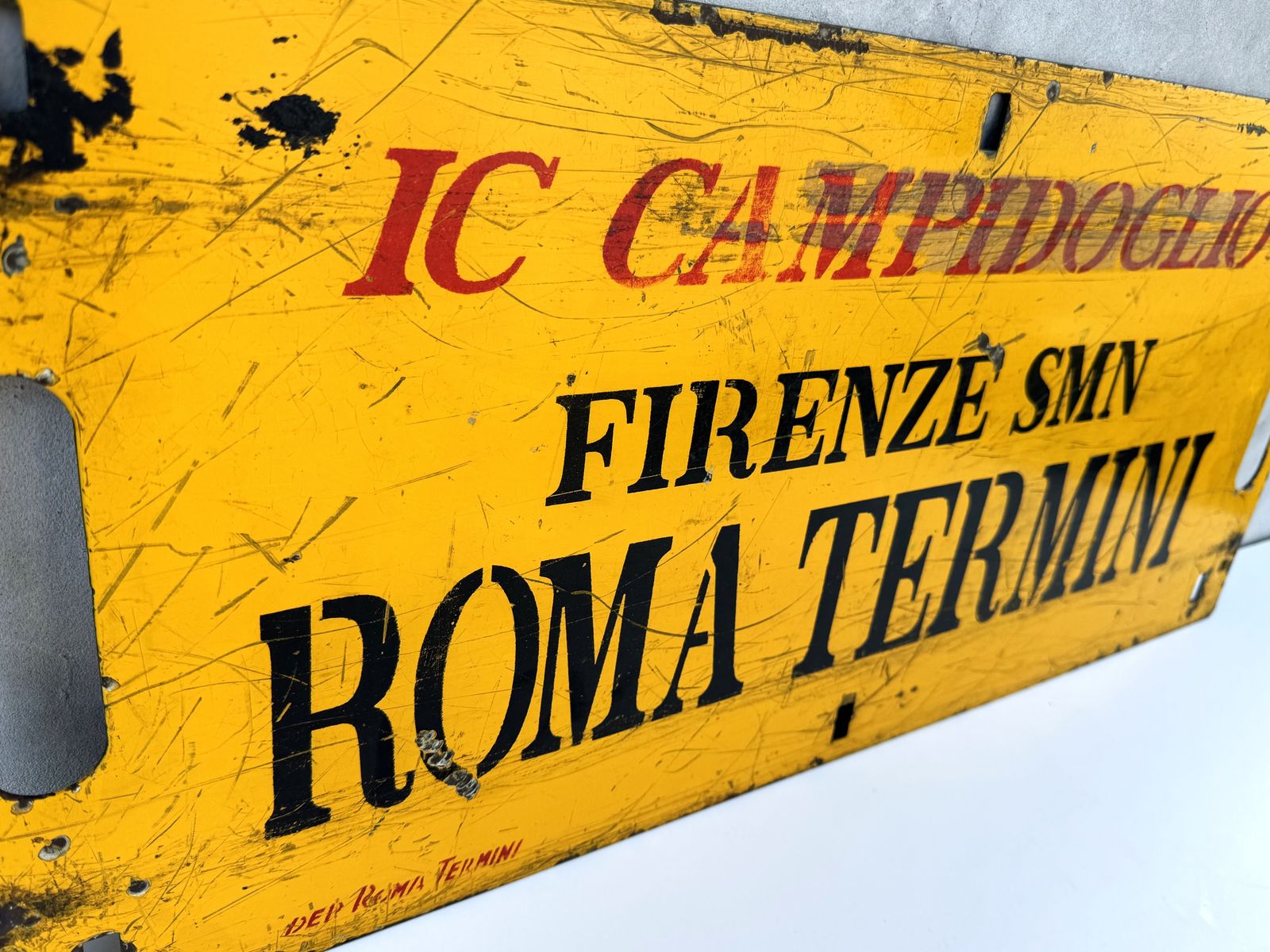 Vintage Italian Train Route Sign, Double Sided Metal Plaque, Roma Termini To Firenze, Collectible Railway Memorabilia photo 1080.0