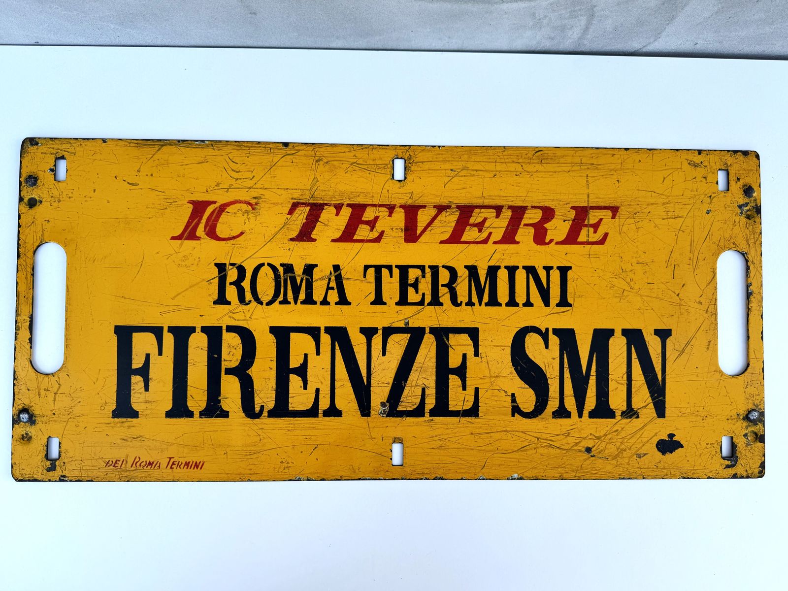1080.0 Vintage Italian Train Route Sign, Double Sided Metal Plaque, Roma Termini To Firenze, Collectible Railway Memorabilia photo