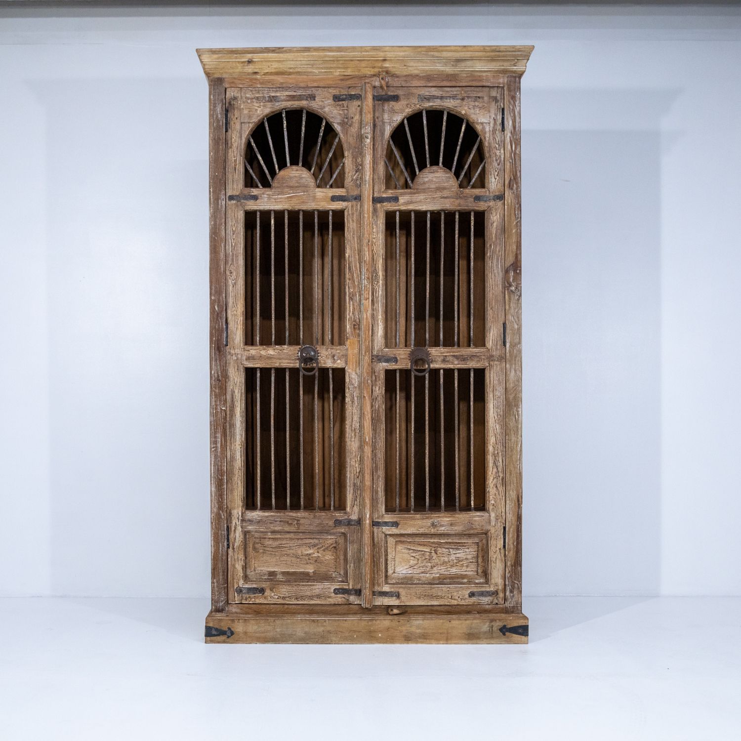 Wooden Indian Almirah With Iron Bar Doors Ra 29