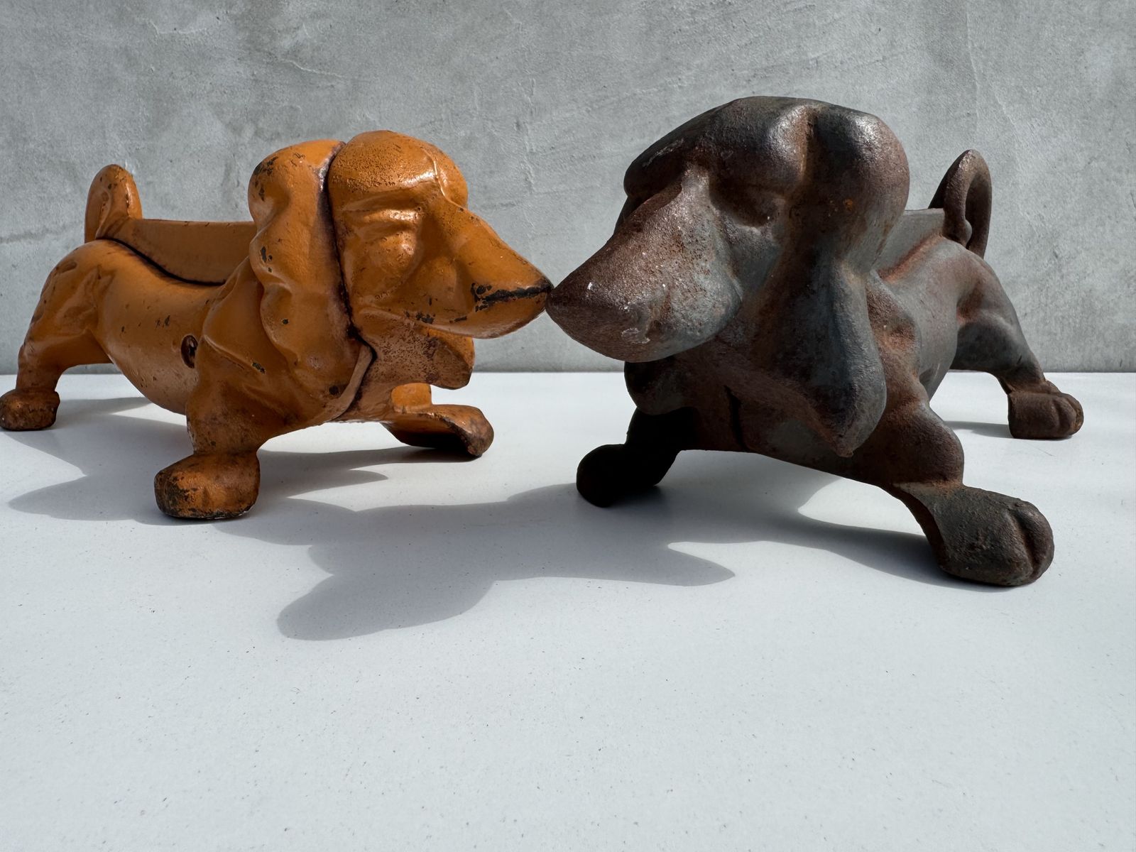 Pair Of Antique Cast Iron Dachshund Boot Scrapers, English Country House Door Stops, C.1900–1920 photo buy