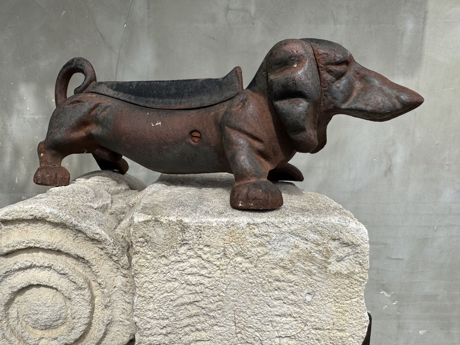 480.0 Pair Of Antique Cast Iron Dachshund Boot Scrapers, English Country House Door Stops, C.1900–1920 photo