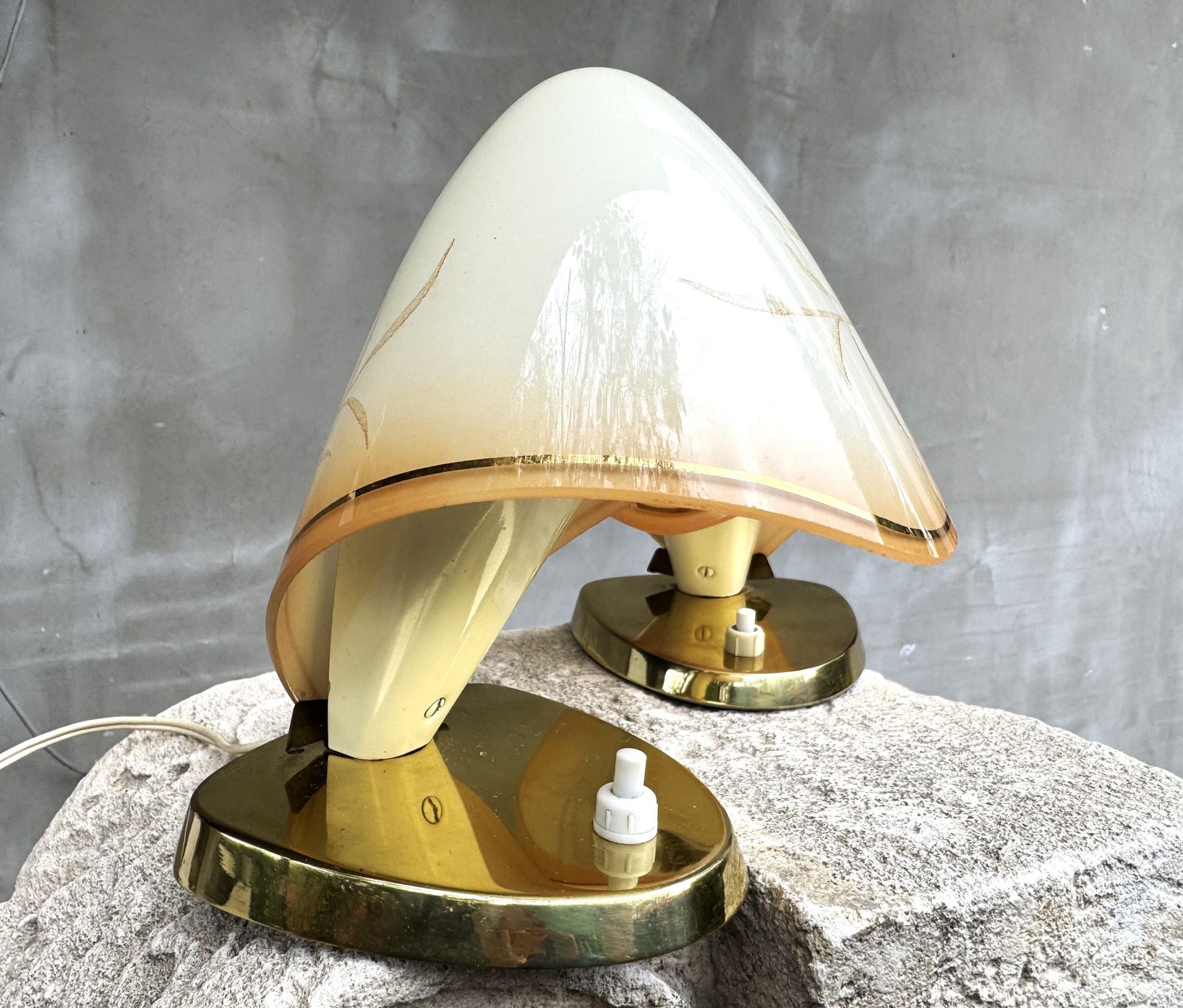 Pair Of Mid Century Table Lamps By Rupert Nikoll, Austria 1950s – Brass & Glass Lighting Design photo for sale