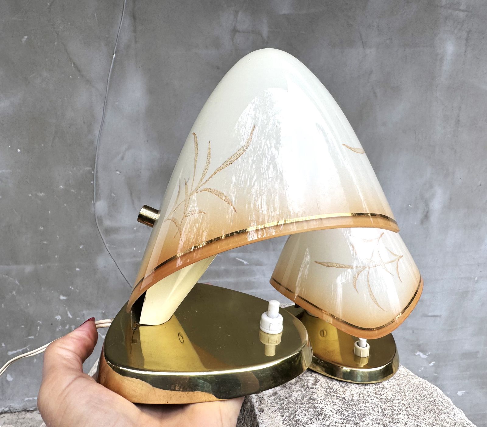 Pair Of Mid Century Table Lamps By Rupert Nikoll, Austria 1950s – Brass & Glass Lighting Design photo vinterior