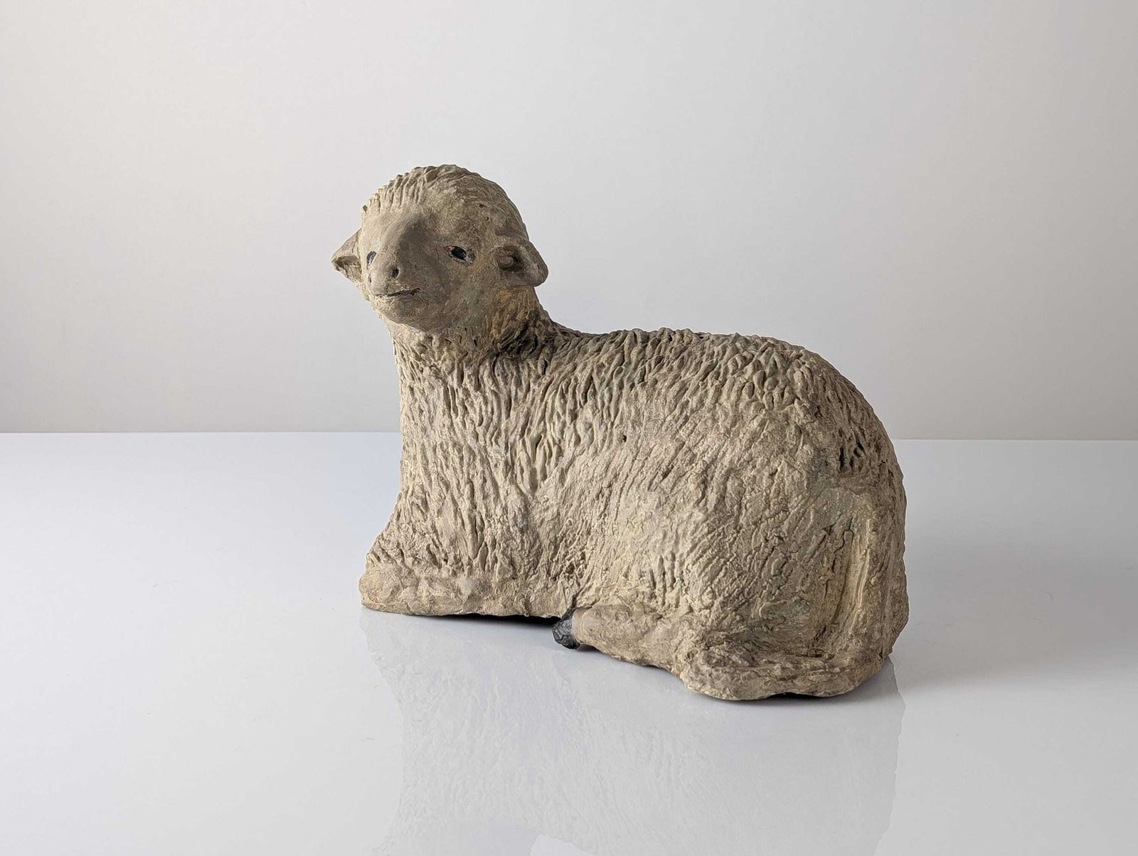 Pair Of Large Stucco Sheep, Early 20th Century, Folk Art photo 727.0