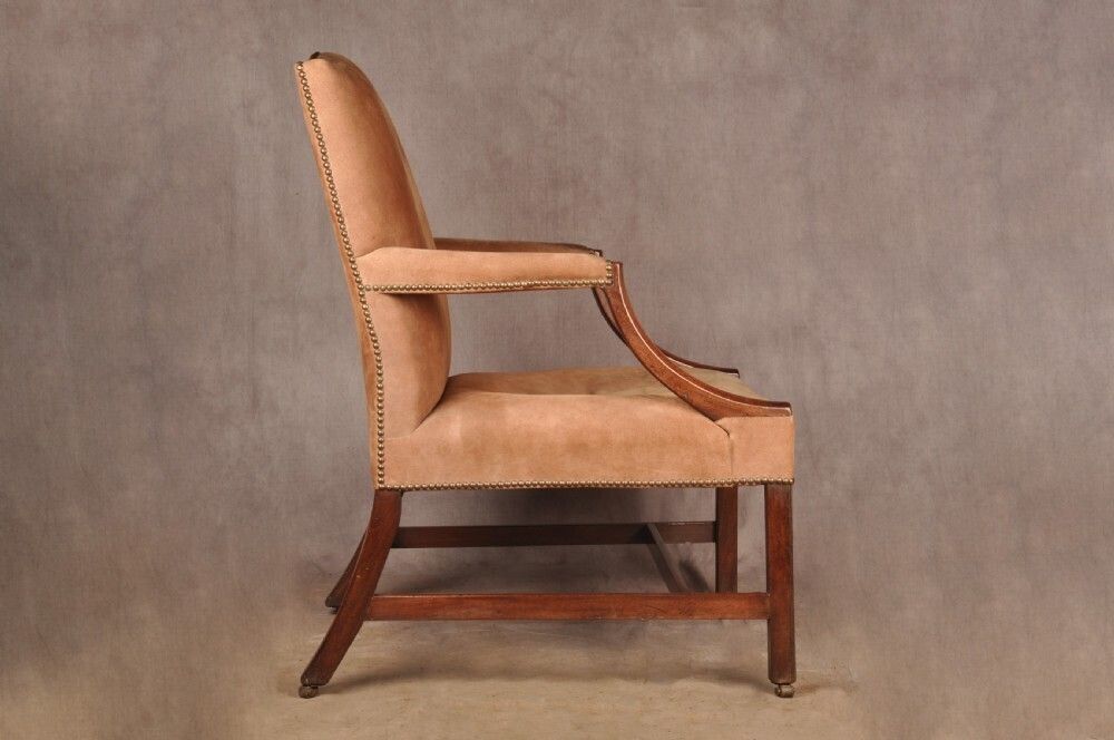 Fine 18th Century Mahogany Gainsborough Library Armchair photo vintage