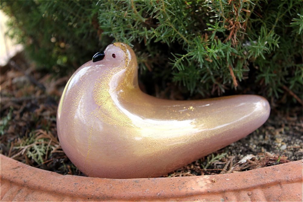 Rare Murano Dove Figurine Golden Glass Sculpture Signed Barovier And Toso photo Art