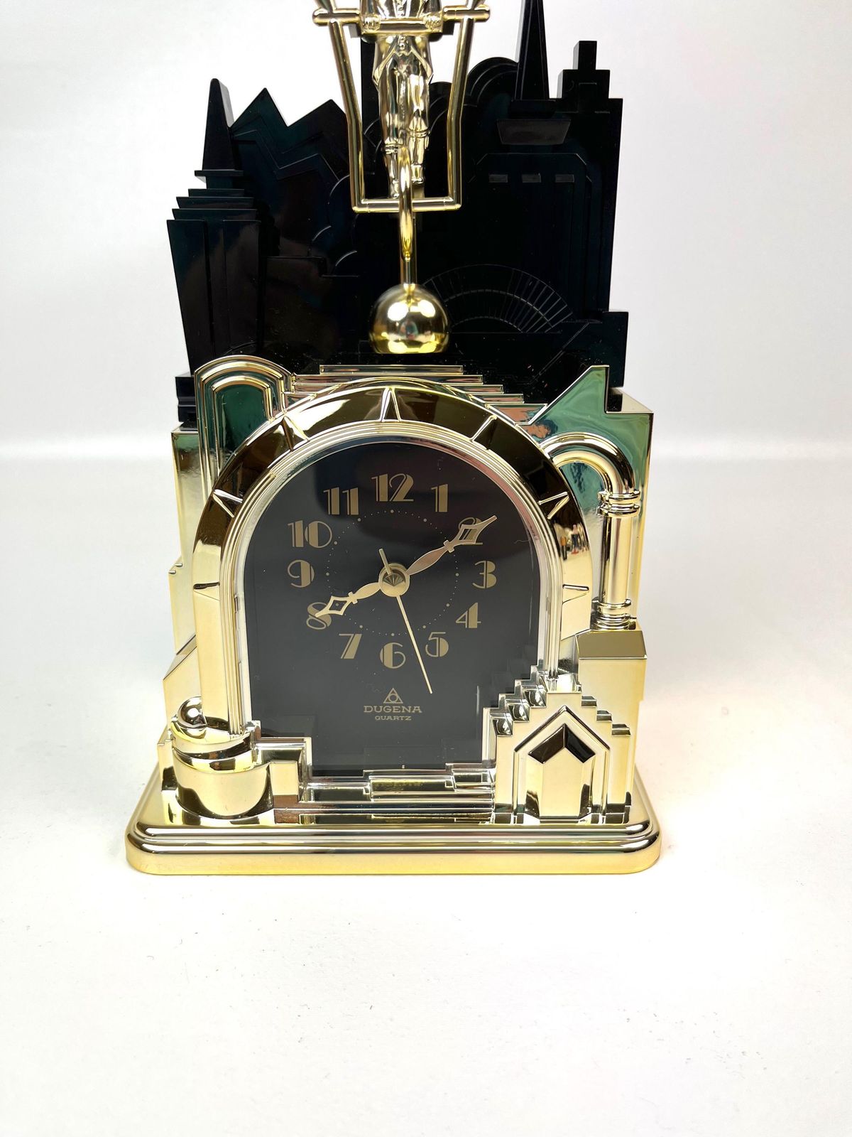 Very Rare Postmodern Neo Art Deco Zeppelin Pendulum Desk Clock By Dugena photo 644.0