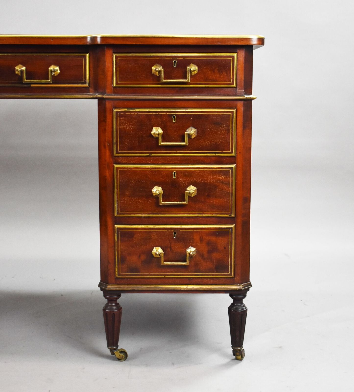 photo furniture 19th Century French Brass Inlaid Mahogany Writing Table