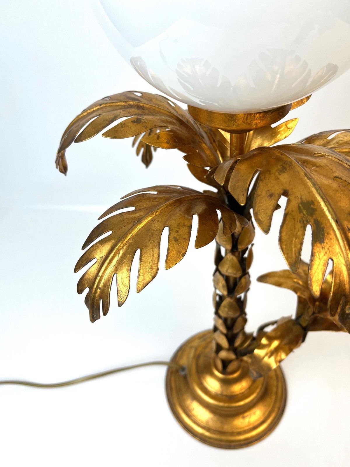 Rare Hollywood Regency Mid Century Gilt Metal Palm Tree Table Lamp By Hans Kögl Germany photo Lighting