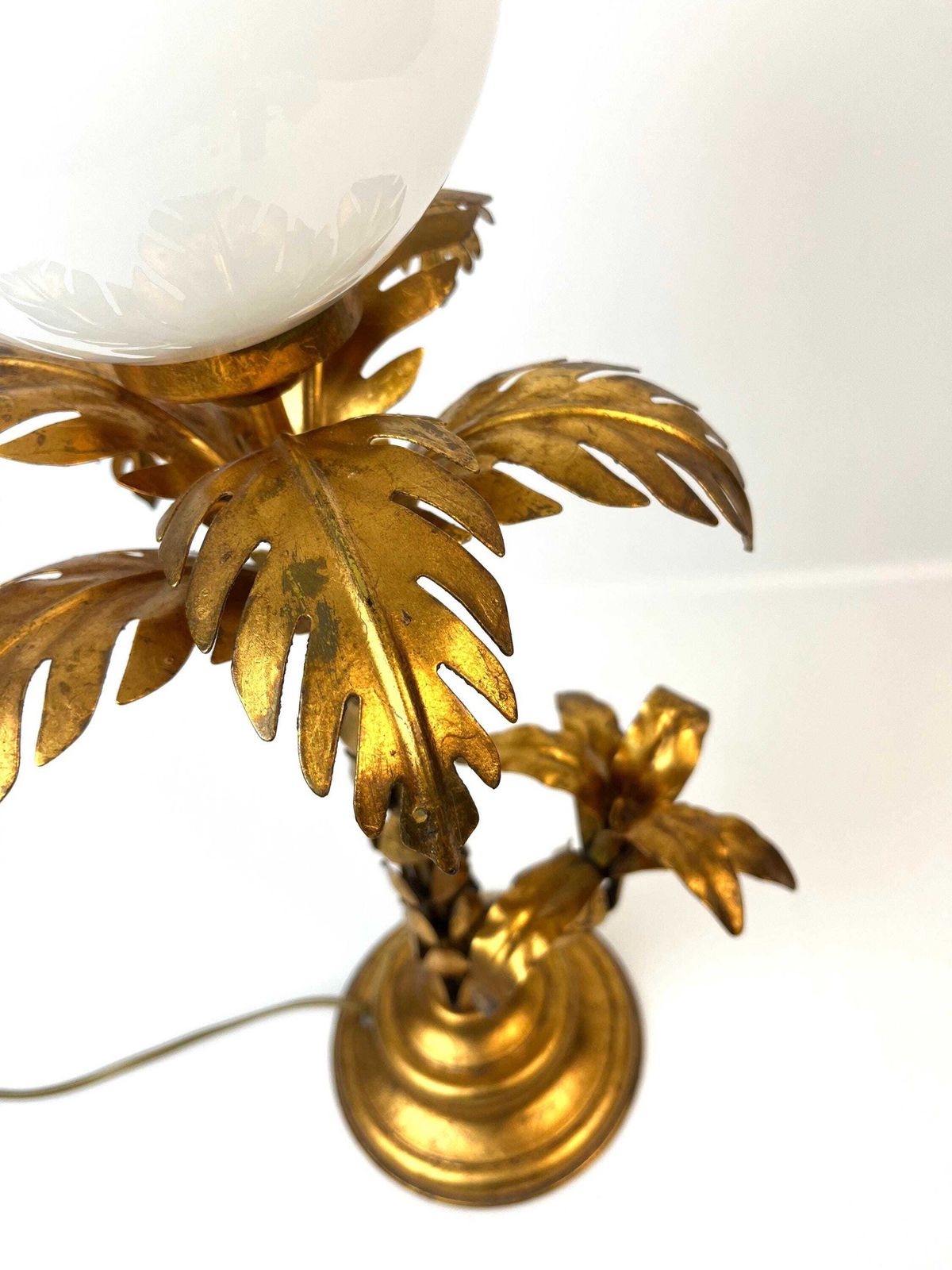 Rare Hollywood Regency Mid Century Gilt Metal Palm Tree Table Lamp By Hans Kögl Germany photo 862.0