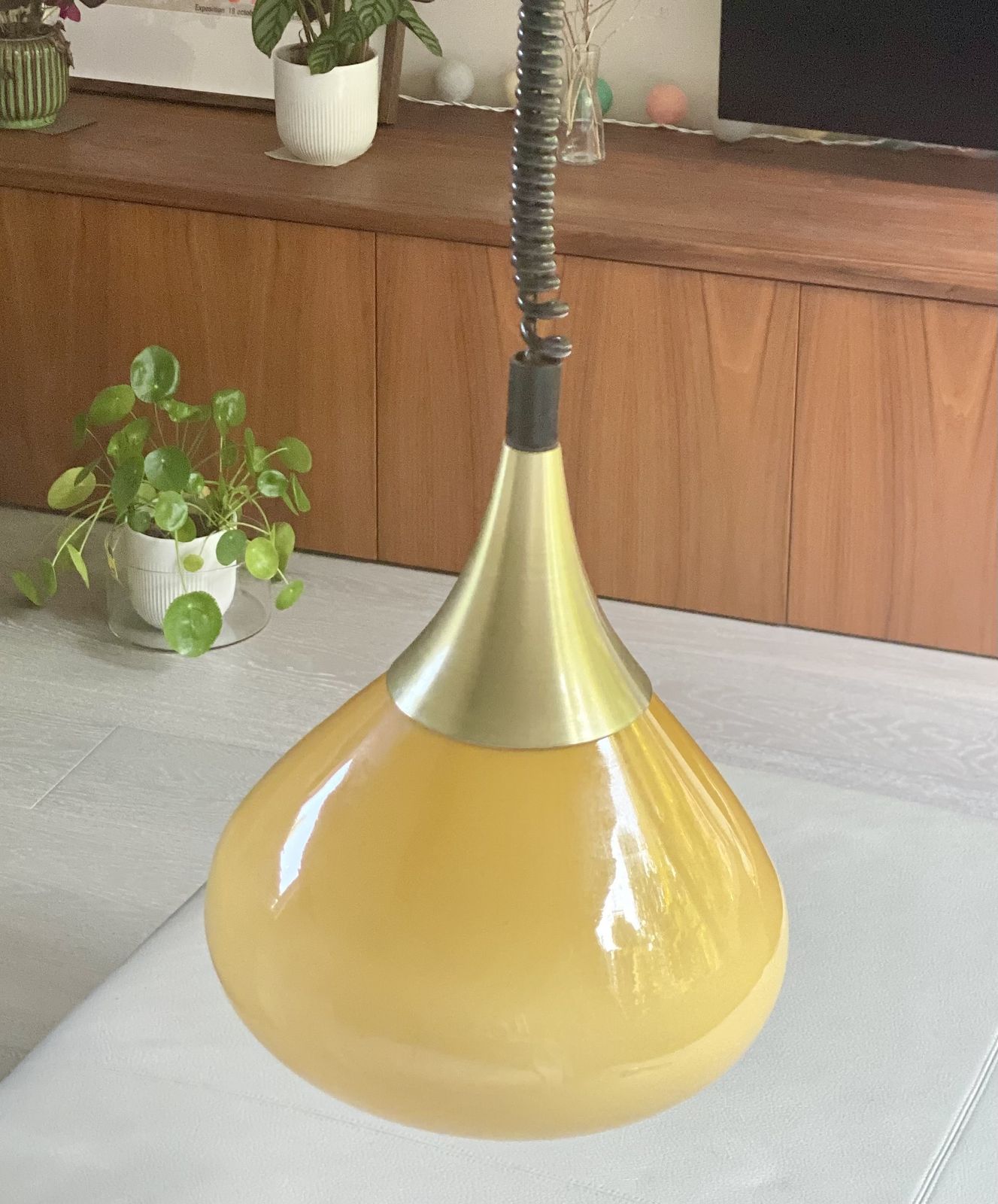 Glass Pendant Lamp (1970s, Holmegaard) photo vintage