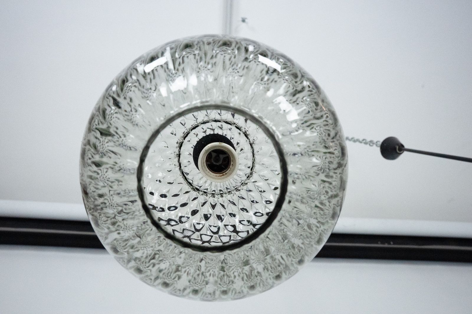 Pair Of Mid Century Pendant Lamps In Smoked Murano Glass, Italy, 1950s photo for sale