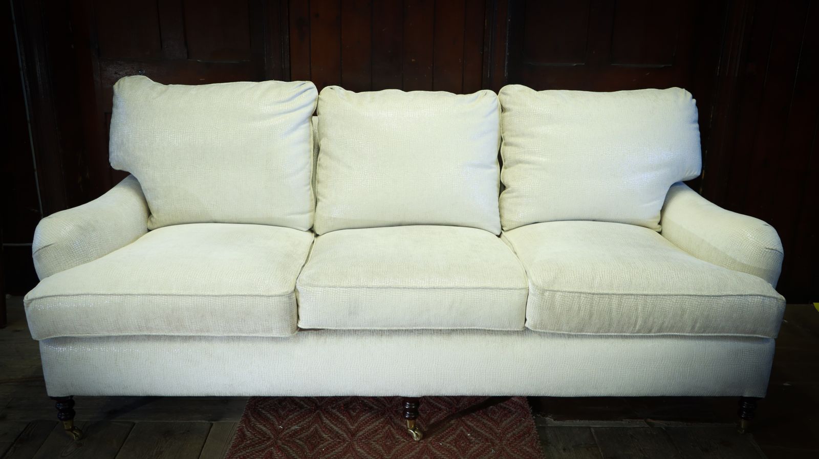 George Smith Standard Arm Cushion Back 3 Seater Kravat Linen Silk Rrp£10000 photo for sale