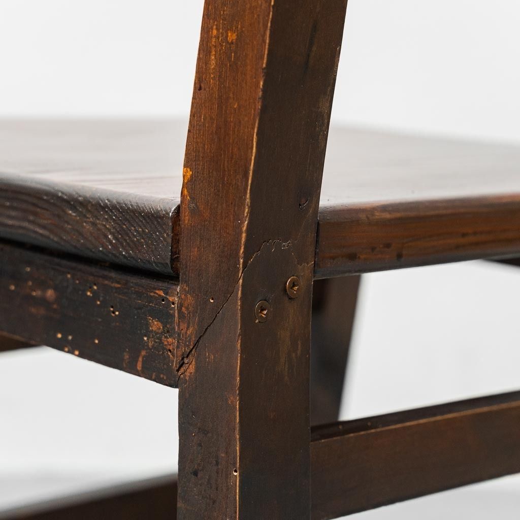 Furniture Set Of 6 Brown Wood And Leather Dining Chairs Late 19th Century photo