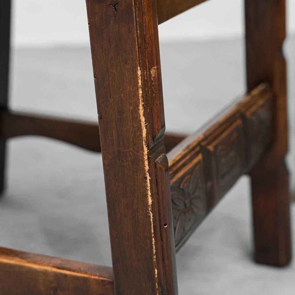 873.0 Set Of 6 Brown Wood And Leather Dining Chairs Late 19th Century photo