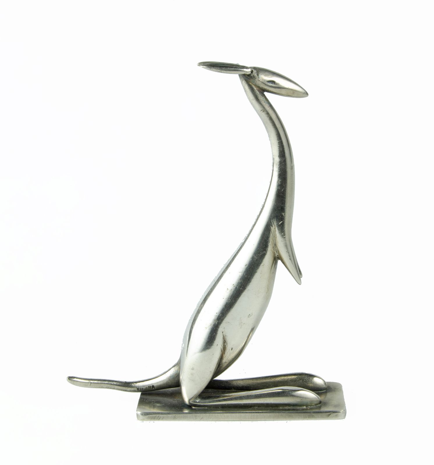 1920s Art Déco Nickel Brass Small Kangaroo Sculpture By Karl Hagenauer (Werkstätte Hagenauer Wien), Austria photo 1300.0