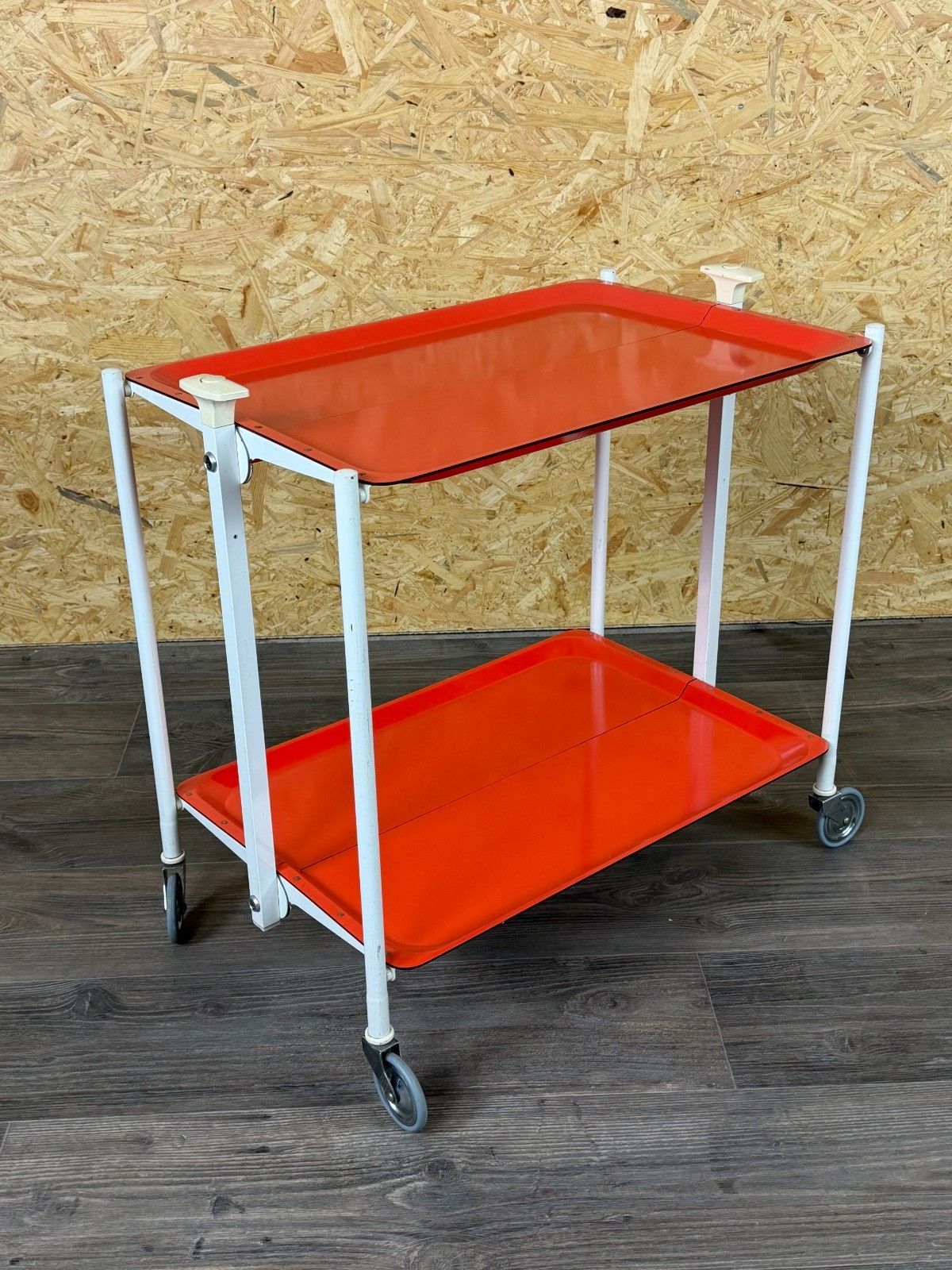 60s 70s Serving Trolley Dinette Side Table Orange Space Age Design photo furniture
