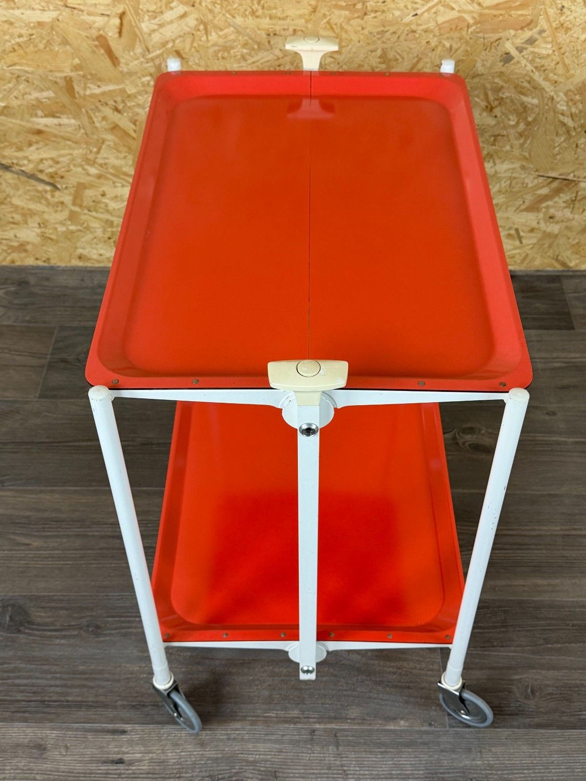 60s 70s Serving Trolley Dinette Side Table Orange Space Age Design photo vinterior