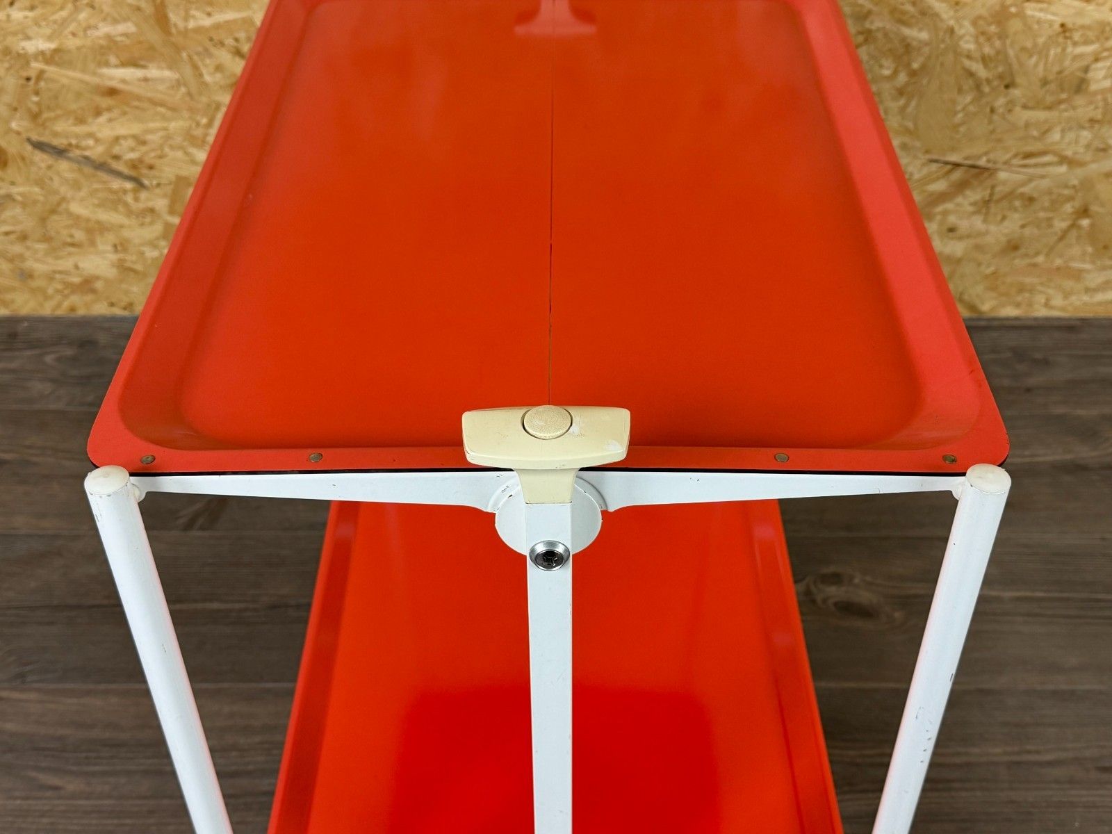 60s 70s Serving Trolley Dinette Side Table Orange Space Age Design photo vintage