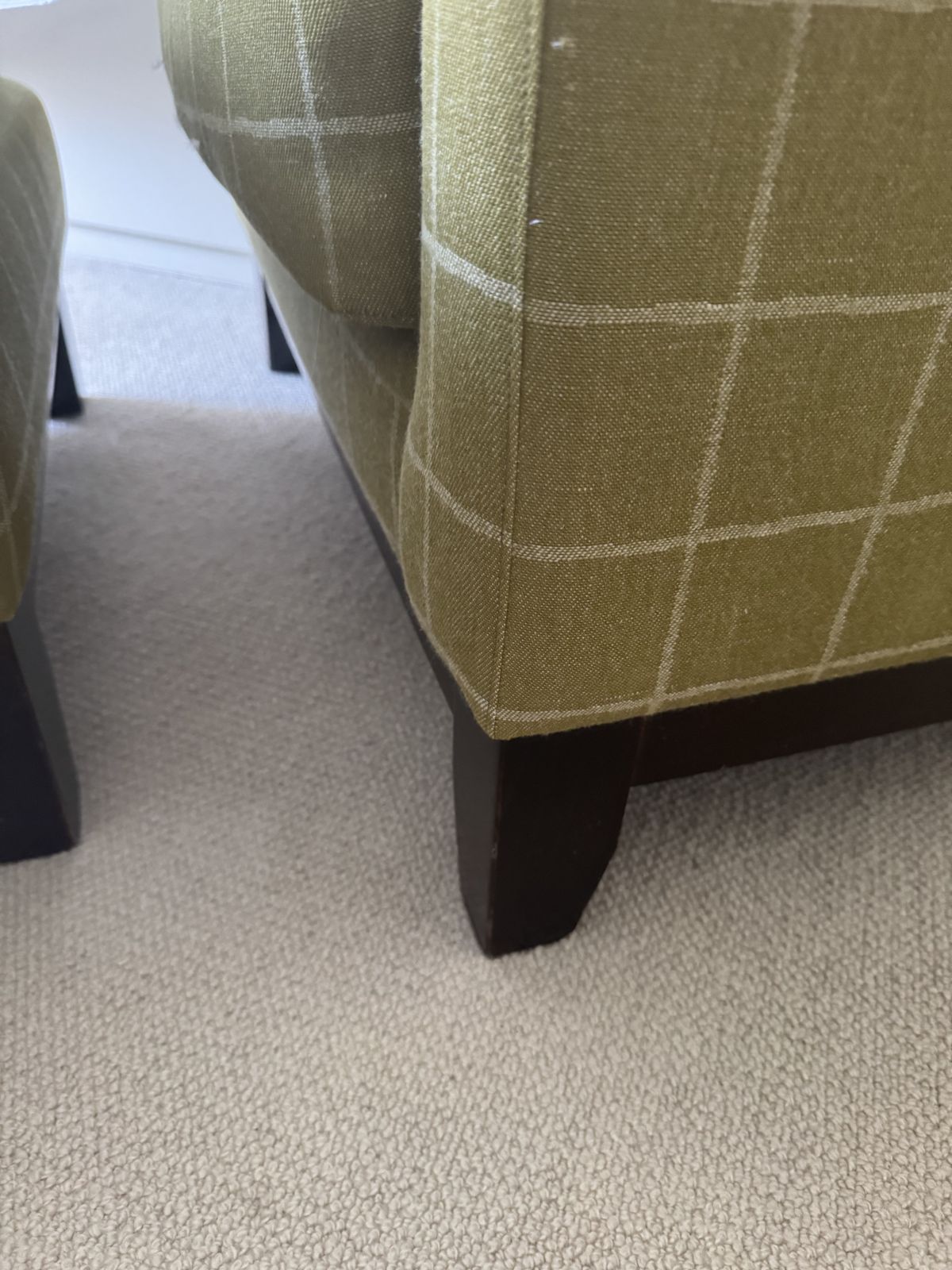 Chair And Ottoman In Green Mulberry Windowpane Fabric photo Furniture