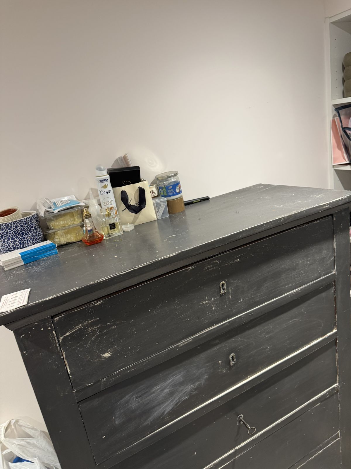 Victorian Chest Of Drawers   Solid Wood, Painted Black