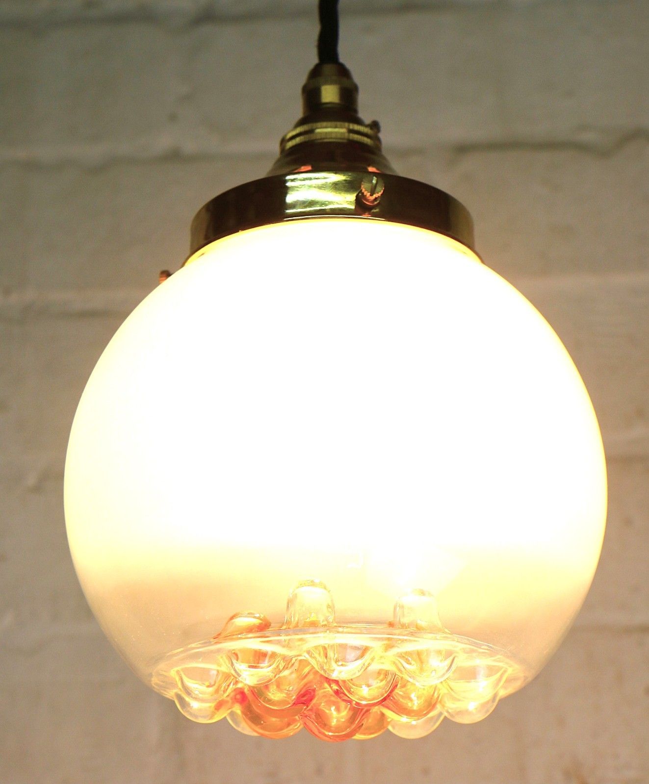 photo vinterior Ceiling Light A Vintage Italian Mazzega Glass Round Pendant 1970's