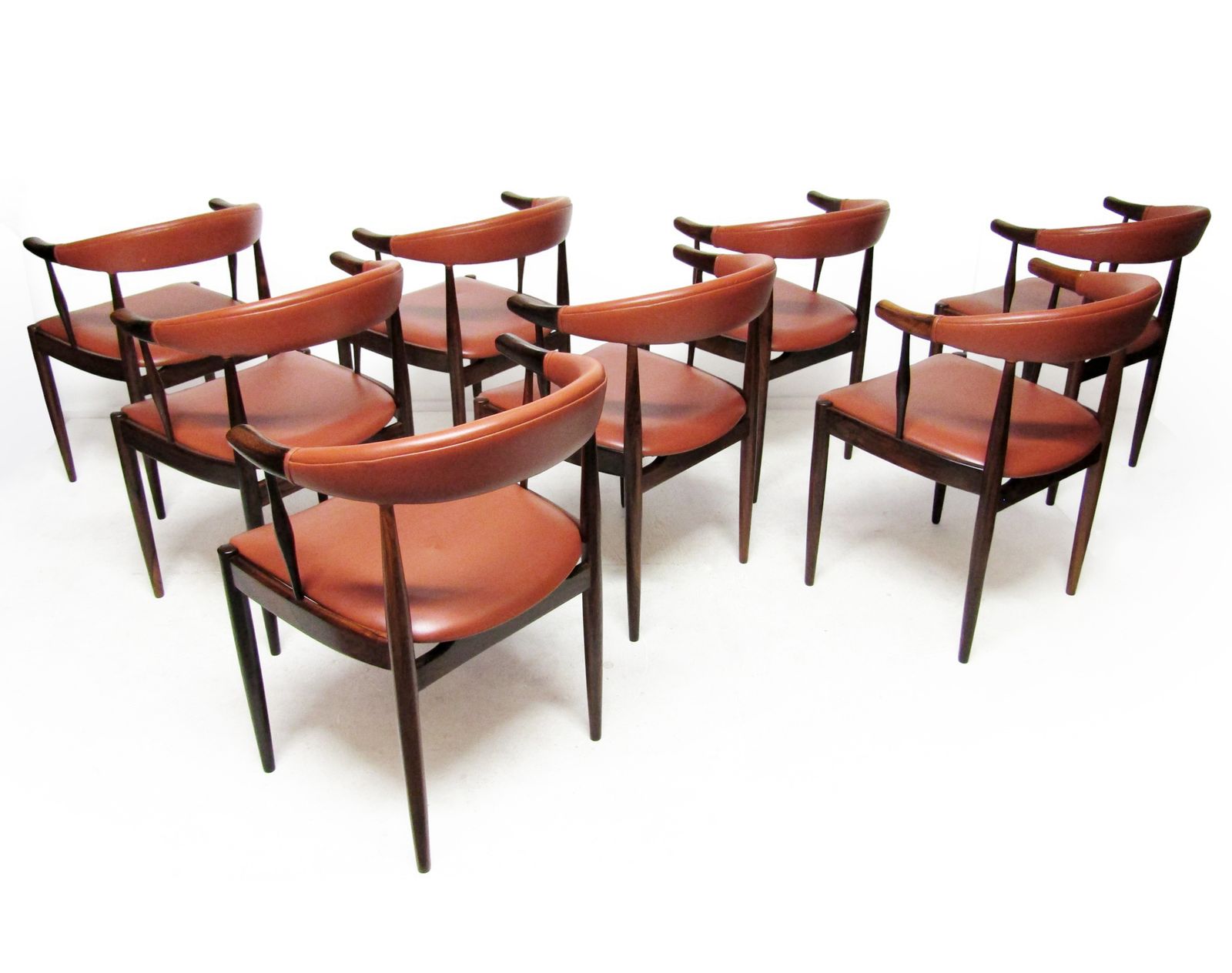 Set Of Eight Danish Cow Horn "Model 12" Chairs In Rosewood By Johannes Andersen photo 8000.0