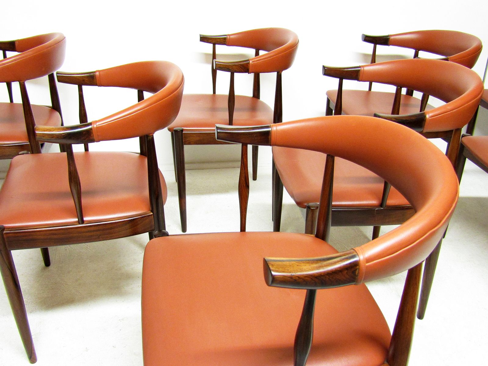 Set Of Eight Danish Cow Horn "Model 12" Chairs In Rosewood By Johannes Andersen photo buy