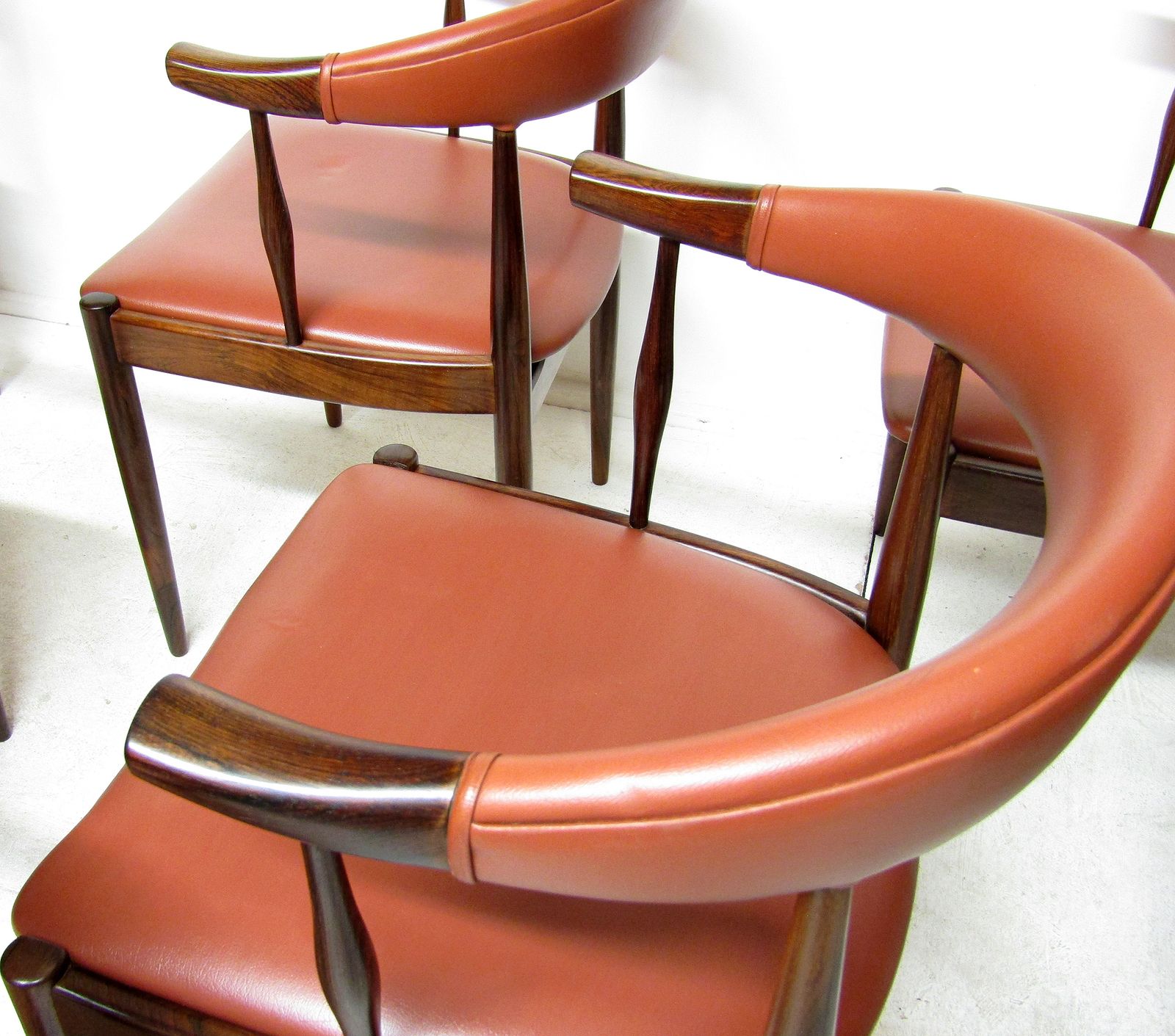 Set Of Eight Danish Cow Horn "Model 12" Chairs In Rosewood By Johannes Andersen photo vintage