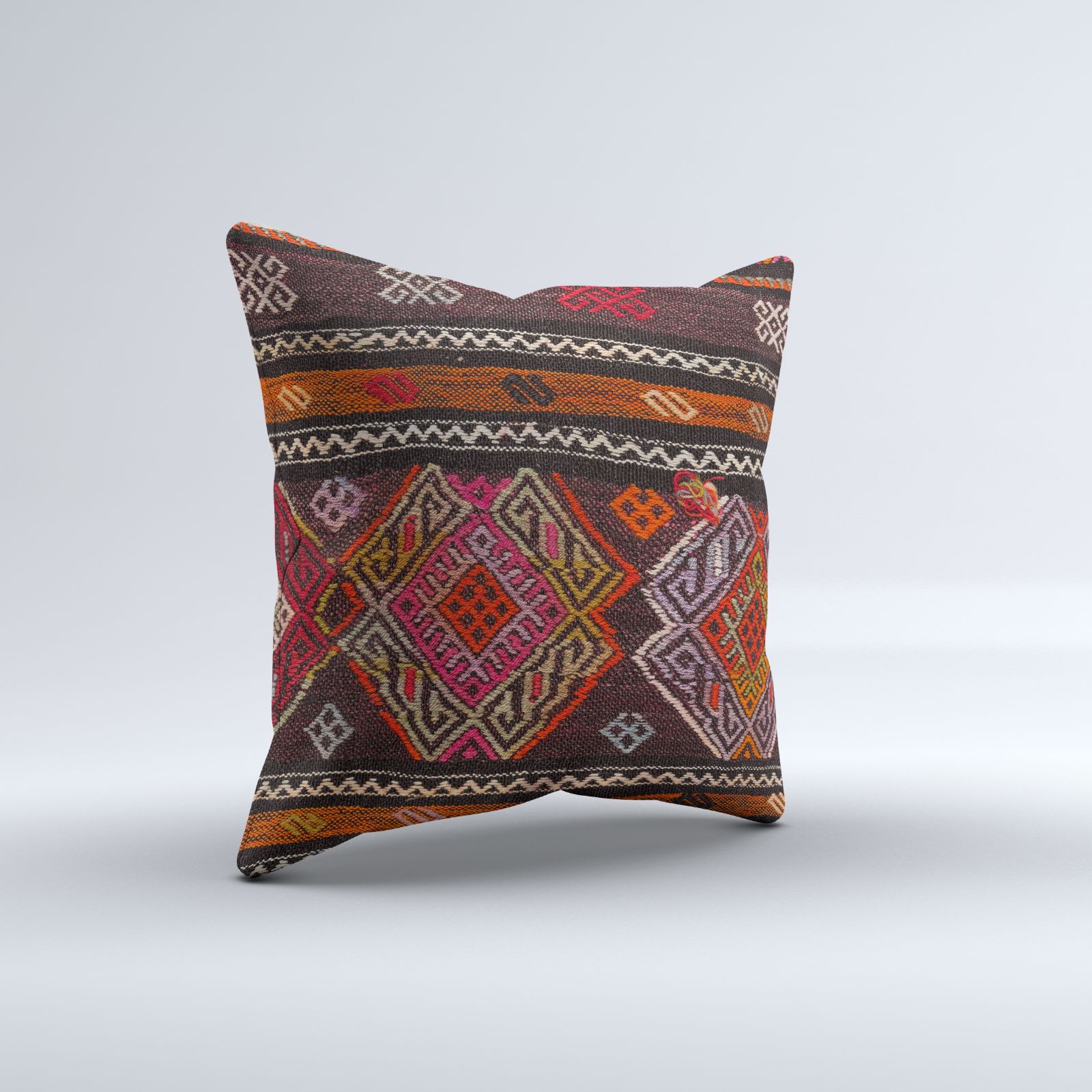 Kilim Cushion Cover 60x60 Cm Square Wool Large Pillowcase Vintage Turkish 66584 photo for sale
