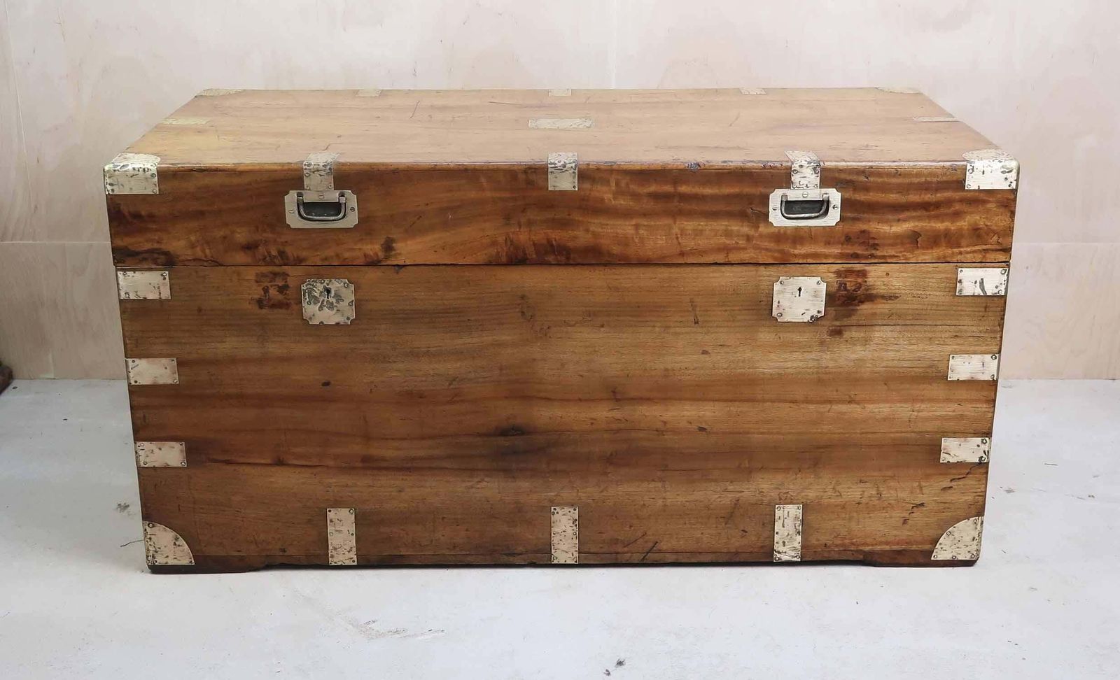 Large Antique Camphor Wood Trunk, Hong Kong, 19th Century photo for sale
