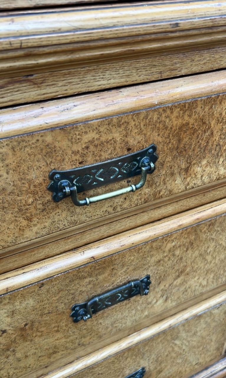 photo for sale 19th Century  Burr Walnut Wardrobe With Drawers, C.1890–1910