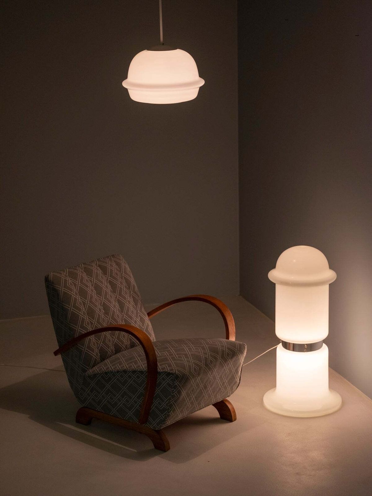 Full Glass Floor Lamp, Karel Volf, 1970s–1980s, Czechoslovakia photo vintage