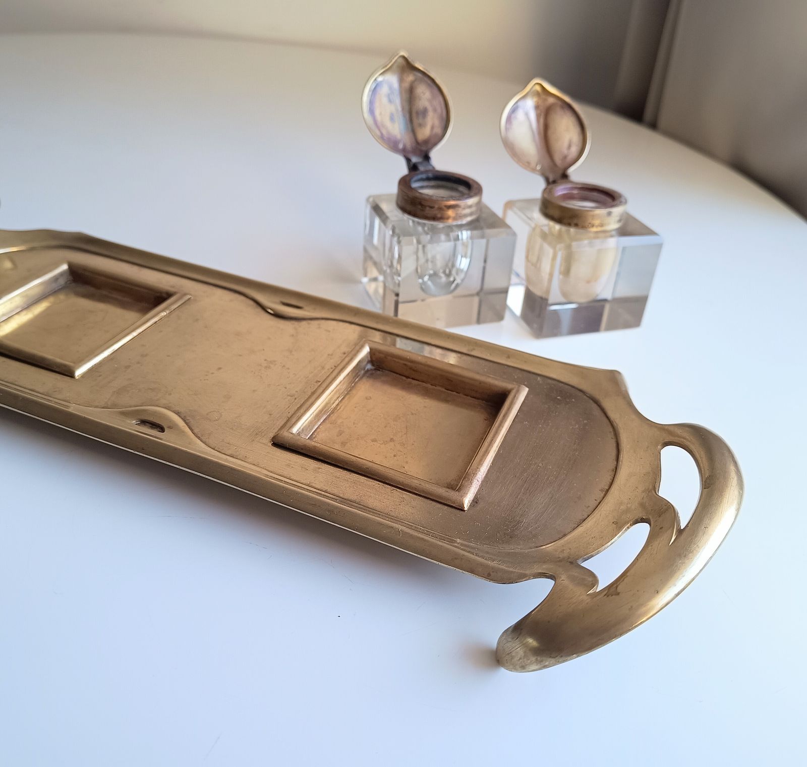 Art Nouveau Inkwells Set: Geschutzt 1902, Schlenker And Kienzle photo furniture