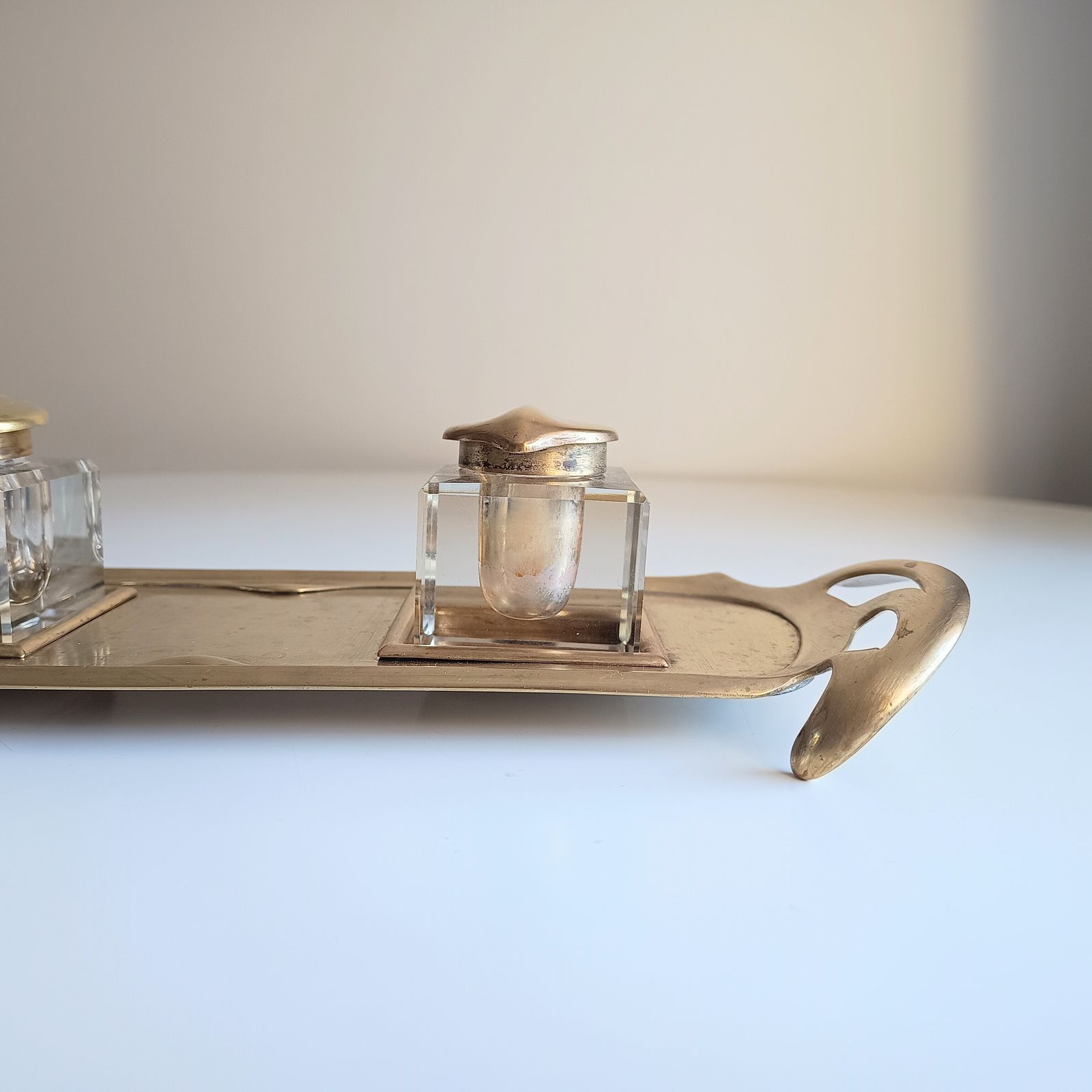 165.0 Art Nouveau Inkwells Set: Geschutzt 1902, Schlenker And Kienzle photo