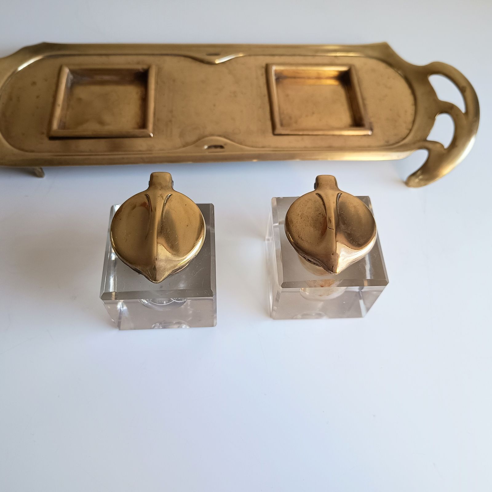 photo vinterior Art Nouveau Inkwells Set: Geschutzt 1902, Schlenker And Kienzle