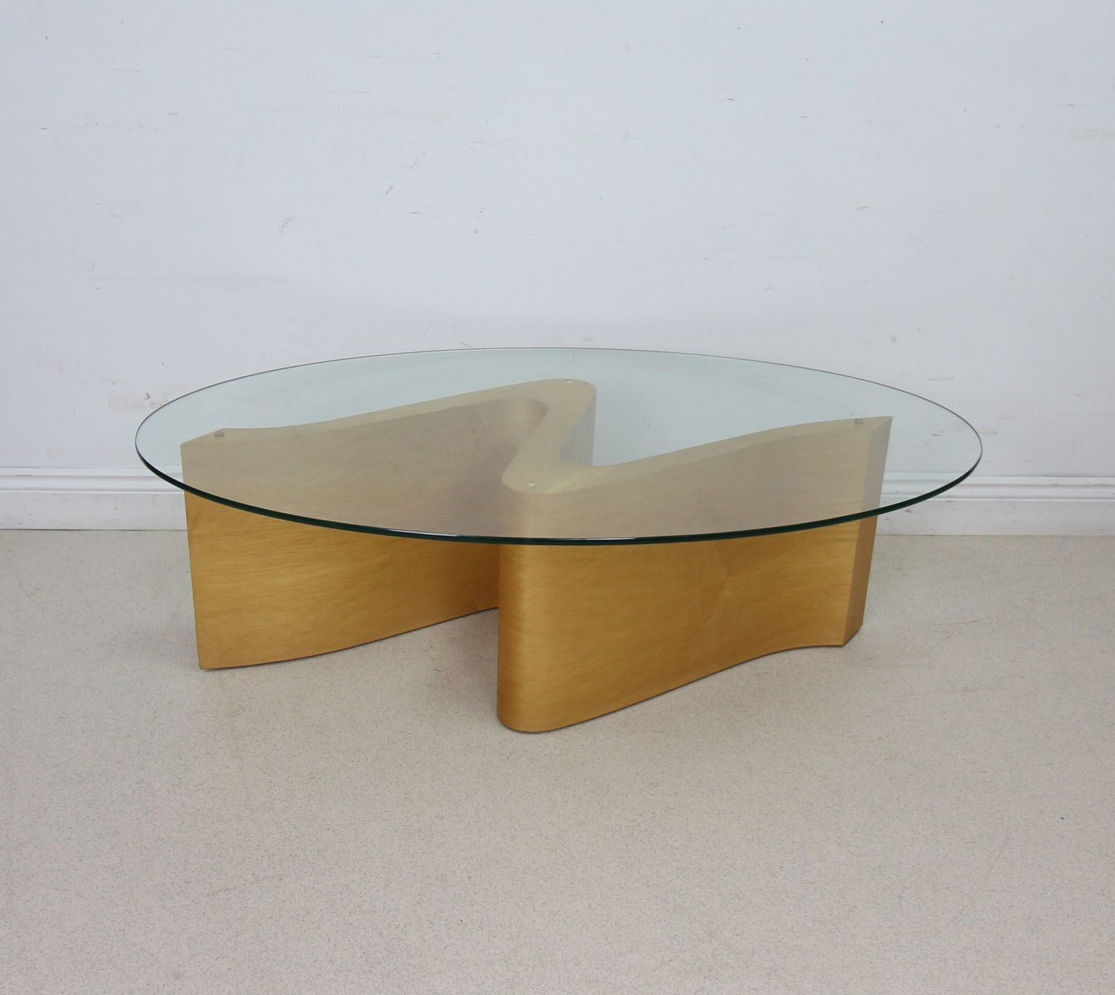 Serpent Oval Glass Top Coffee Table   Handmade British Design Attributed To Tom Schneider