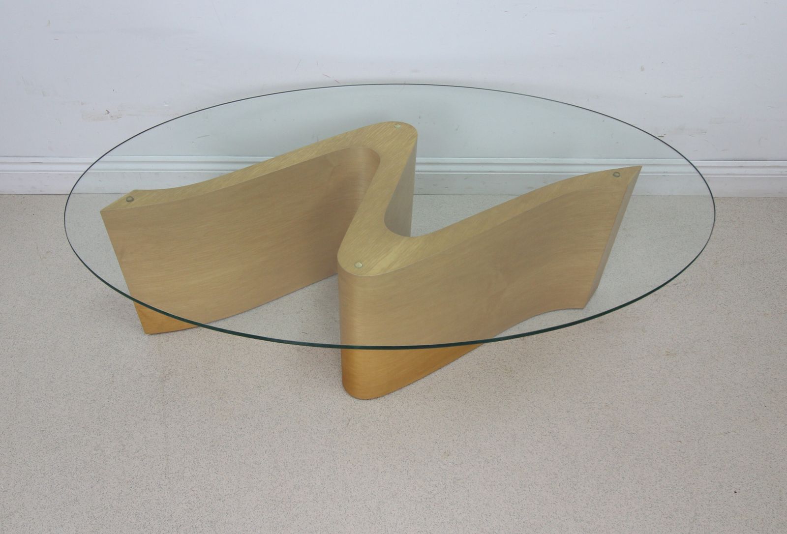 Serpent Oval Glass Top Coffee Table   Handmade British Design Attributed To Tom Schneider photo vinterior
