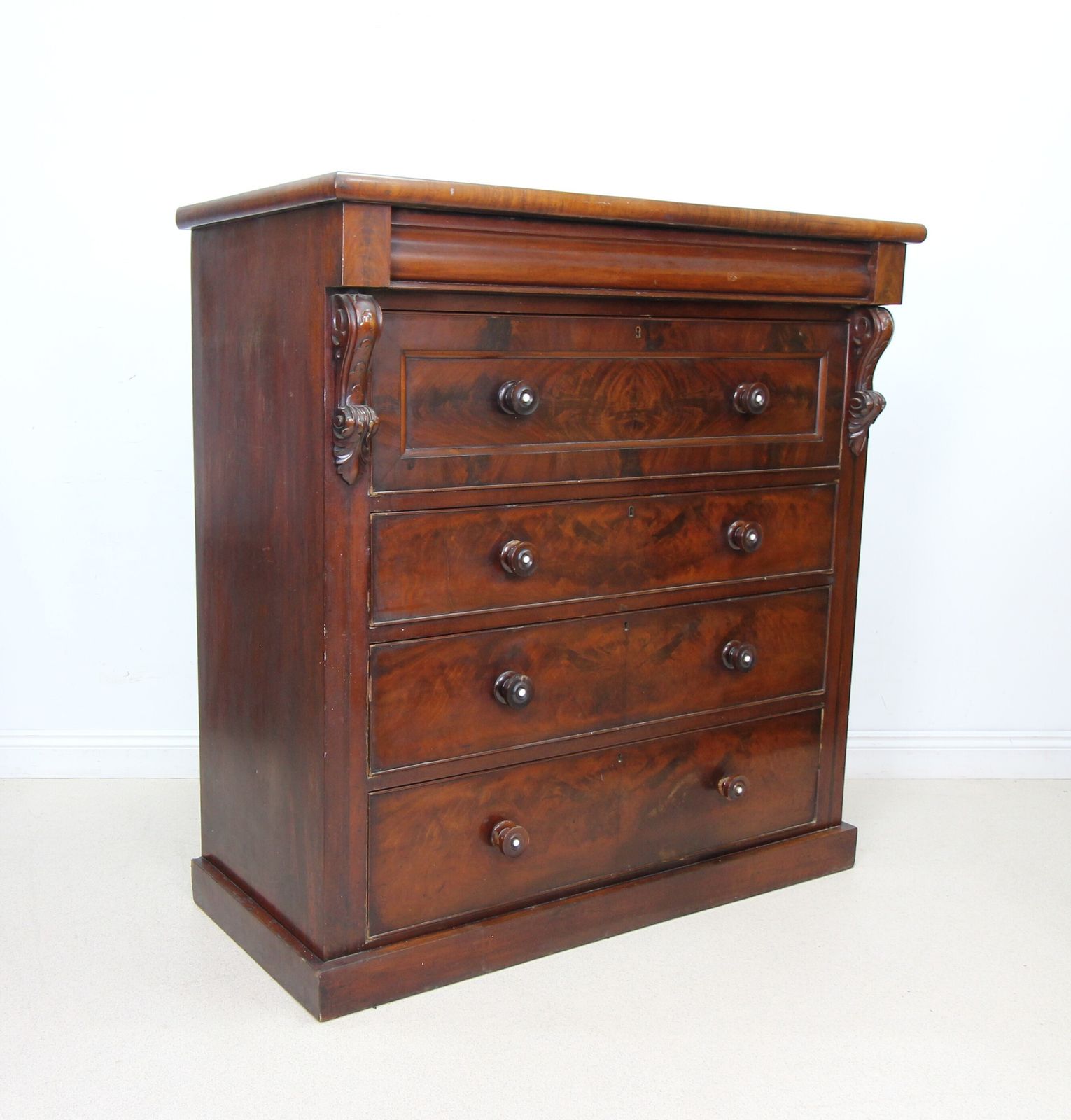 A Large Antique Scottish Kilmarnock Chest Of Drawers With Pearl Inlaid Drawer Knobs photo buy