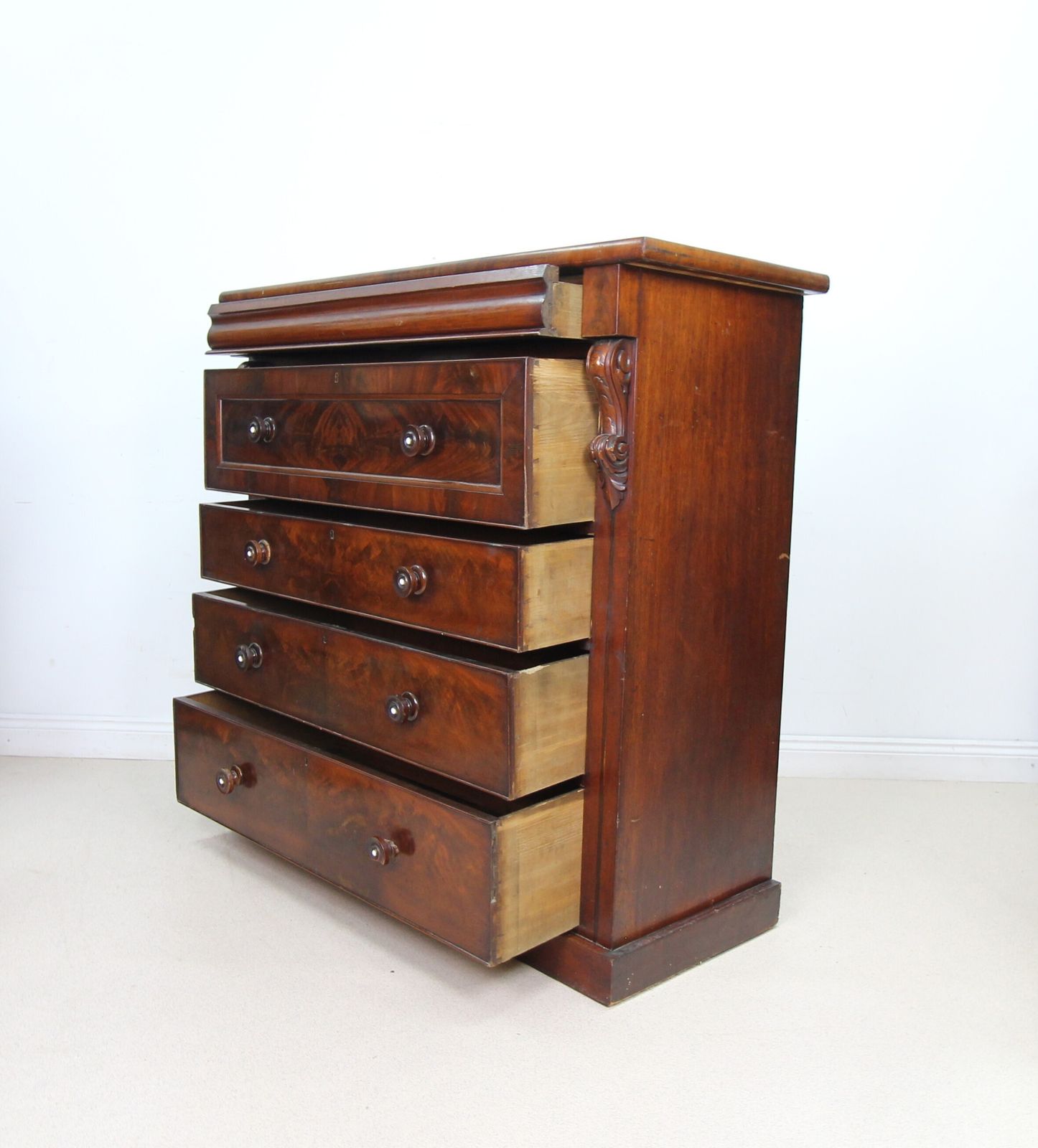 photo for sale A Large Antique Scottish Kilmarnock Chest Of Drawers With Pearl Inlaid Drawer Knobs