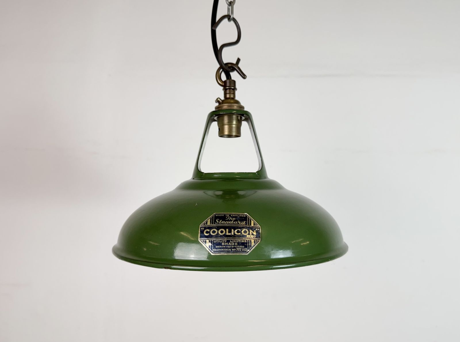 Industrial Green Enamel Factory Pendant Lamp From Coolicon, 1950s photo furniture