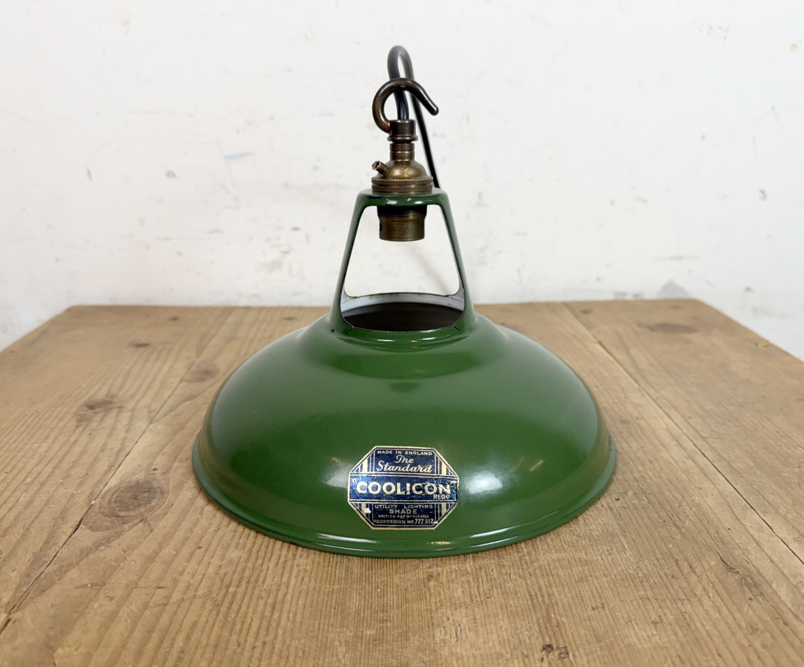 Industrial Green Enamel Factory Pendant Lamp From Coolicon, 1950s photo 219.0