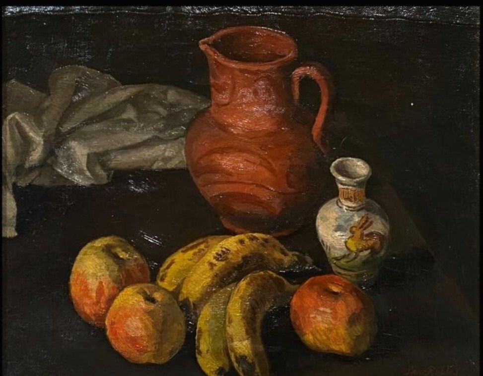Original 20th Century Impressionist Oil Painting – Still Life Composition