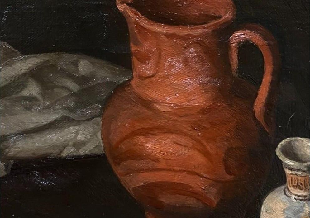 Original 20th Century Impressionist Oil Painting – Still Life Composition photo vinterior