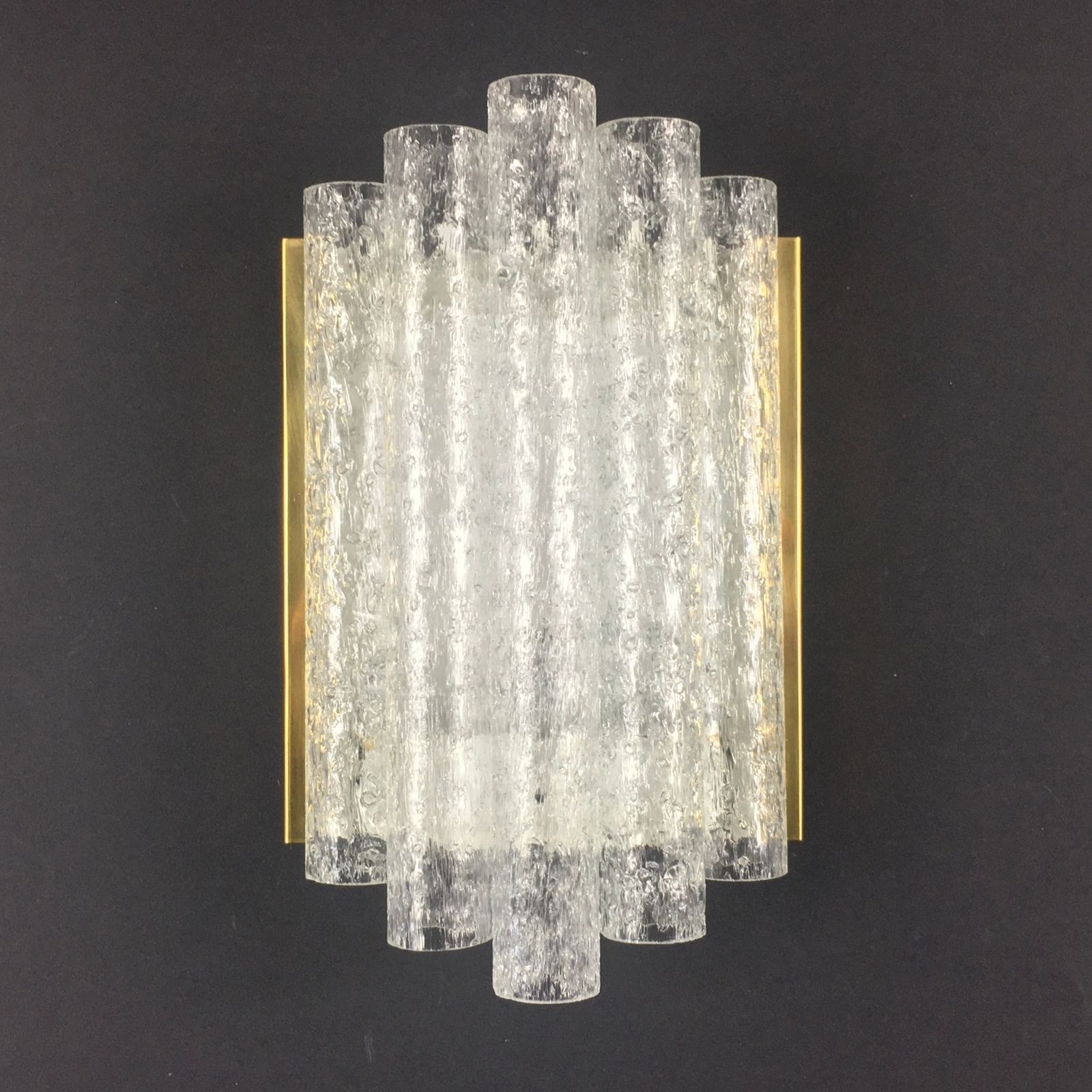 Pair Of Mid Century Modern Ice Glass Wall Lights From Doria, Germany, 1960s photo furniture