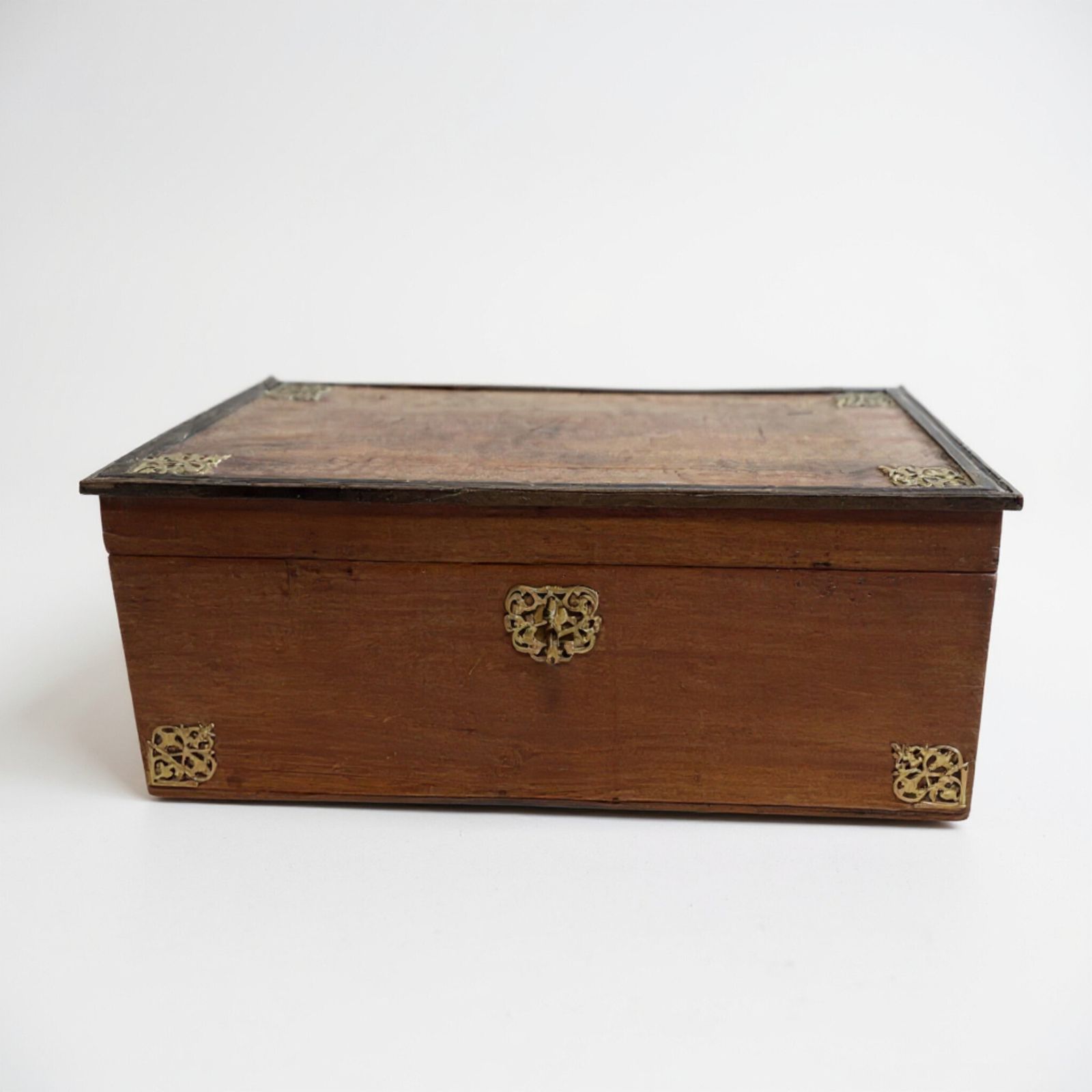 19th Century Mahogany Chest Trunk With Brass Handles Restored Antique photo 360.0